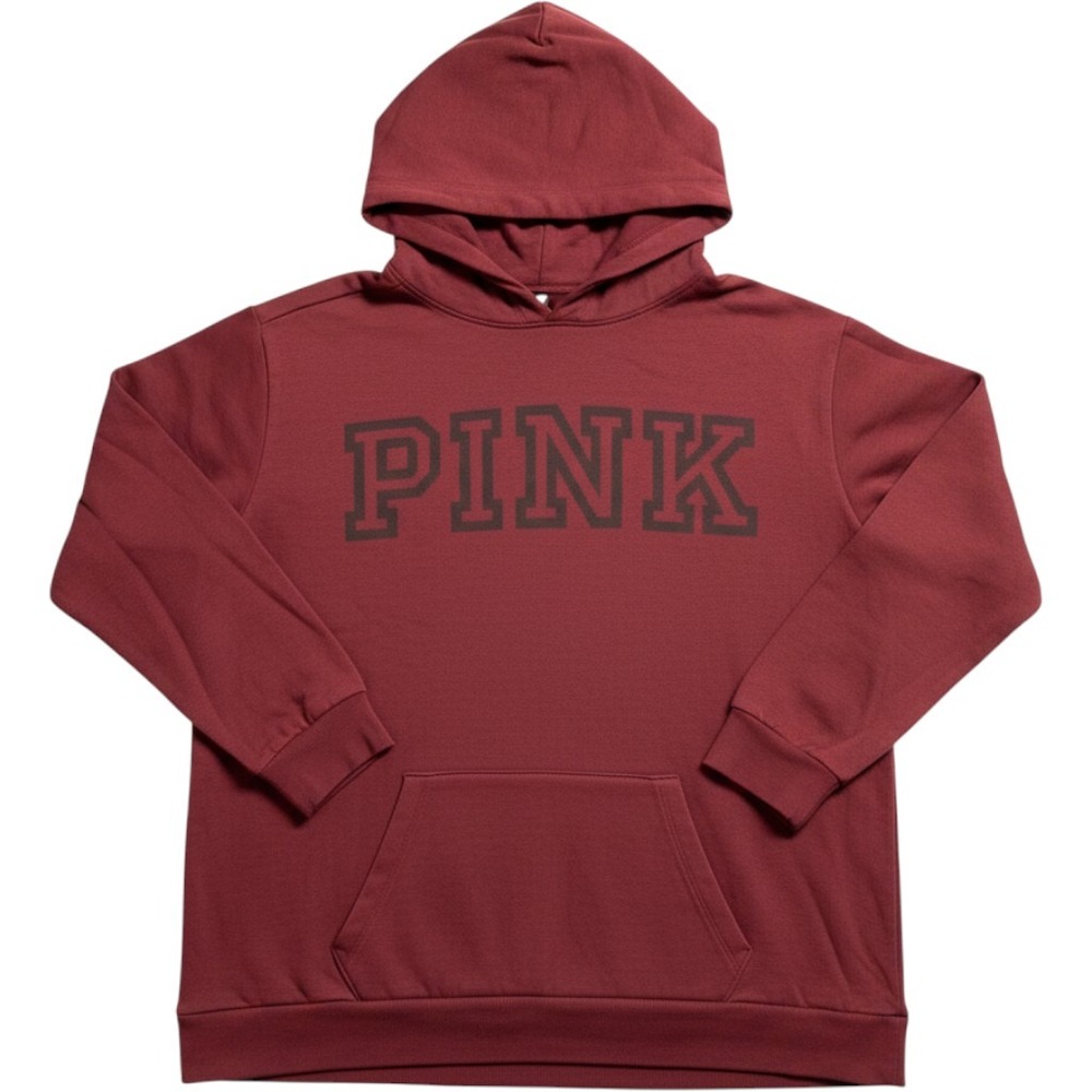 Victoria's Secret PINK Pullover Hoodie Burgundy Maroon Logo Sweatshirt M